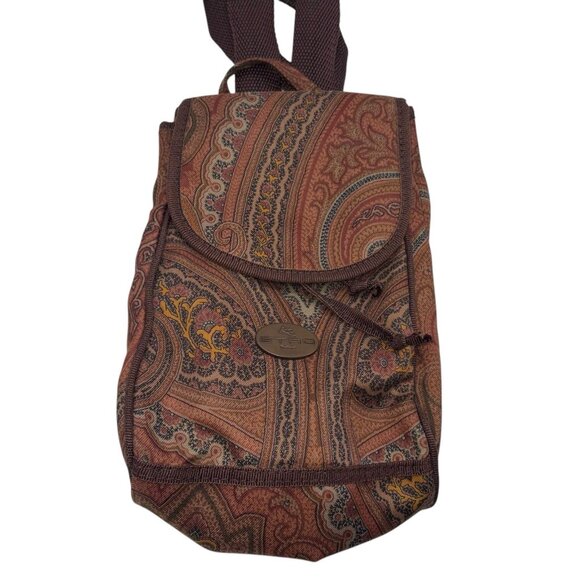 ETRO Mini Backpack Bag All-over Paisley Pattern Nylon Brown main image 11